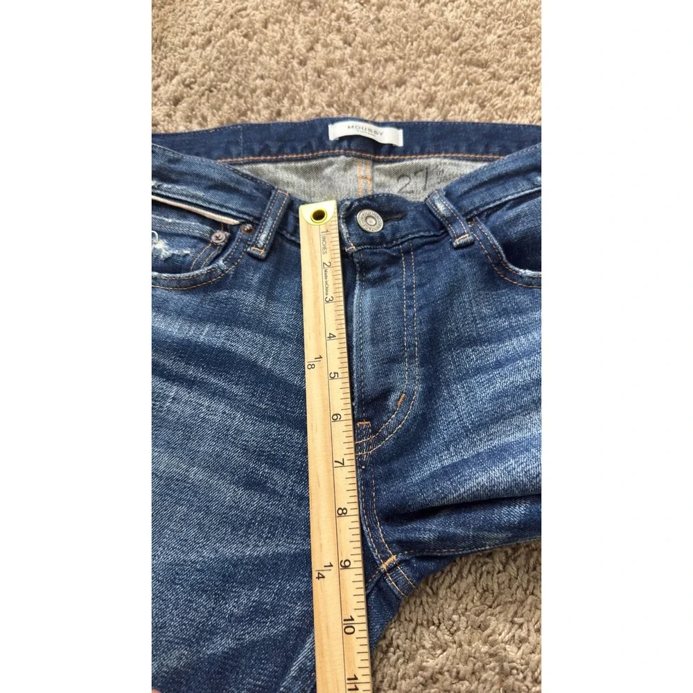 Moussy Vintage Womens Factory Distressed Slim Tapered Jeans Blue Size 27 - Picture 5 of 9